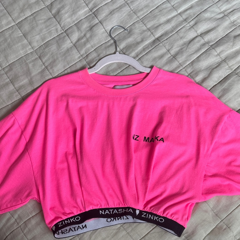 Natasha Zinko Neon Pink Cropped Tee